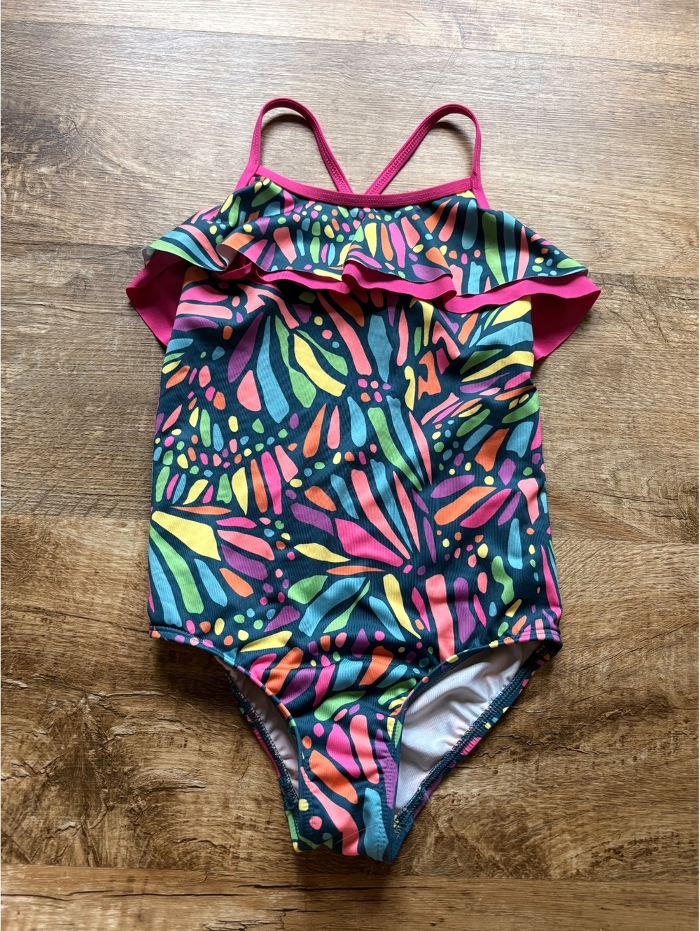 Lands' End Girls' One-Piece Swimsuit Multicolor Butterfly Print Size 6